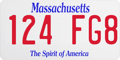 MA license plate 124FG8