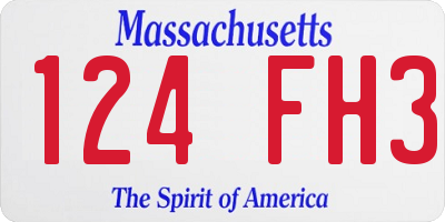 MA license plate 124FH3