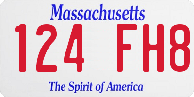 MA license plate 124FH8
