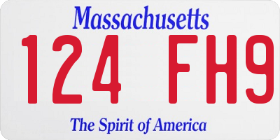 MA license plate 124FH9