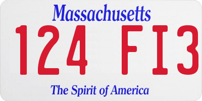 MA license plate 124FI3