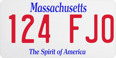 MA license plate 124FJ0