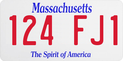 MA license plate 124FJ1