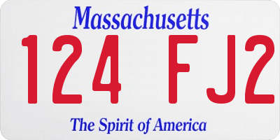 MA license plate 124FJ2
