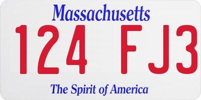 MA license plate 124FJ3