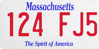 MA license plate 124FJ5