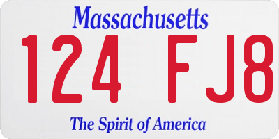MA license plate 124FJ8