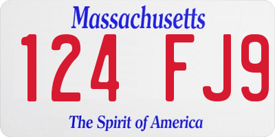 MA license plate 124FJ9