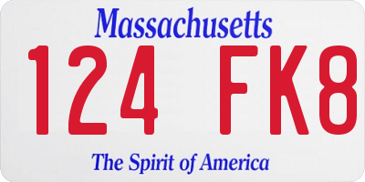 MA license plate 124FK8