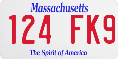 MA license plate 124FK9