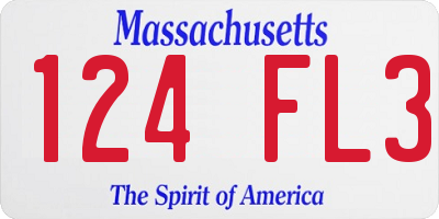 MA license plate 124FL3