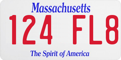 MA license plate 124FL8