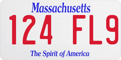 MA license plate 124FL9