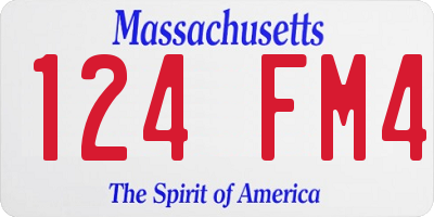 MA license plate 124FM4