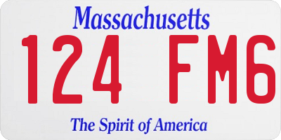 MA license plate 124FM6
