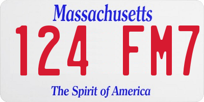 MA license plate 124FM7
