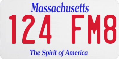 MA license plate 124FM8