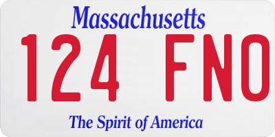 MA license plate 124FN0