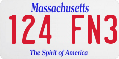 MA license plate 124FN3