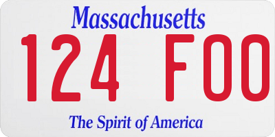 MA license plate 124FO0