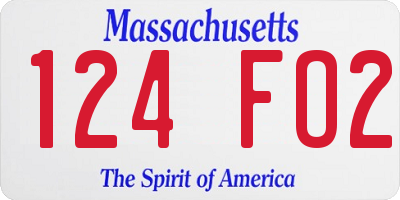 MA license plate 124FO2