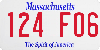 MA license plate 124FO6