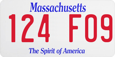 MA license plate 124FO9