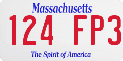 MA license plate 124FP3
