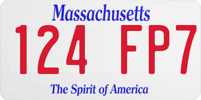 MA license plate 124FP7