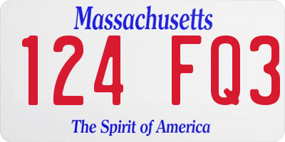 MA license plate 124FQ3