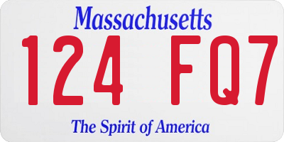 MA license plate 124FQ7