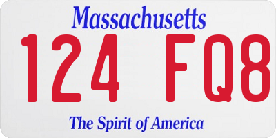 MA license plate 124FQ8