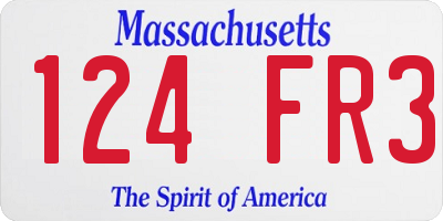 MA license plate 124FR3