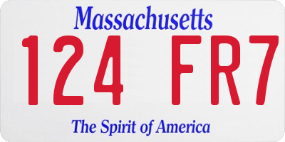 MA license plate 124FR7