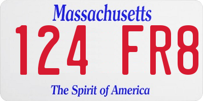 MA license plate 124FR8