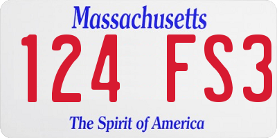 MA license plate 124FS3