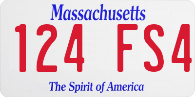 MA license plate 124FS4