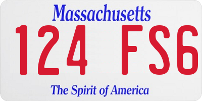 MA license plate 124FS6