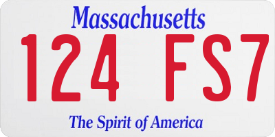 MA license plate 124FS7