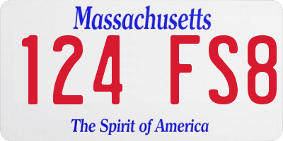 MA license plate 124FS8