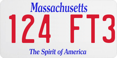 MA license plate 124FT3