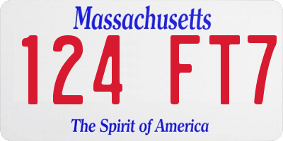 MA license plate 124FT7