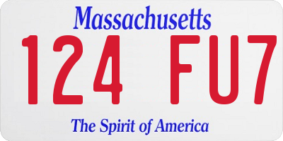 MA license plate 124FU7