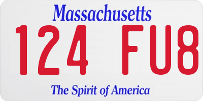 MA license plate 124FU8