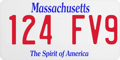 MA license plate 124FV9