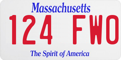 MA license plate 124FW0
