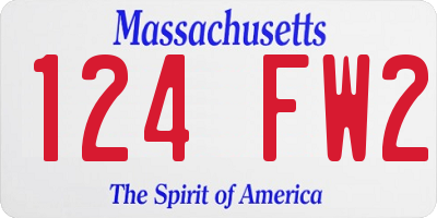 MA license plate 124FW2