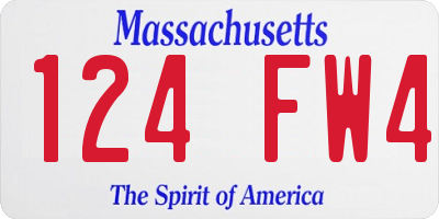 MA license plate 124FW4