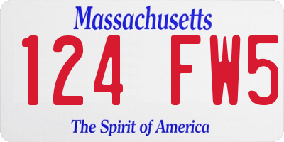 MA license plate 124FW5