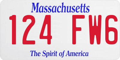 MA license plate 124FW6
